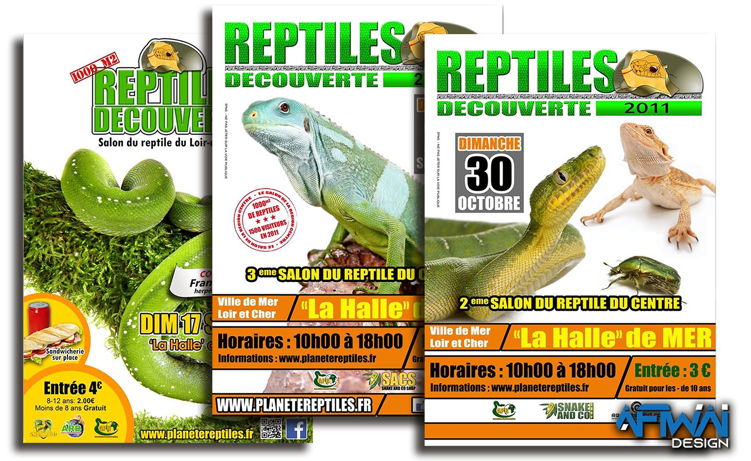 Affiche manifestation - Salon du reptile - Reptiles Découverte - AFIWAI DESIGN, Création de site internet, Graphisme, Vidéo à Blois
