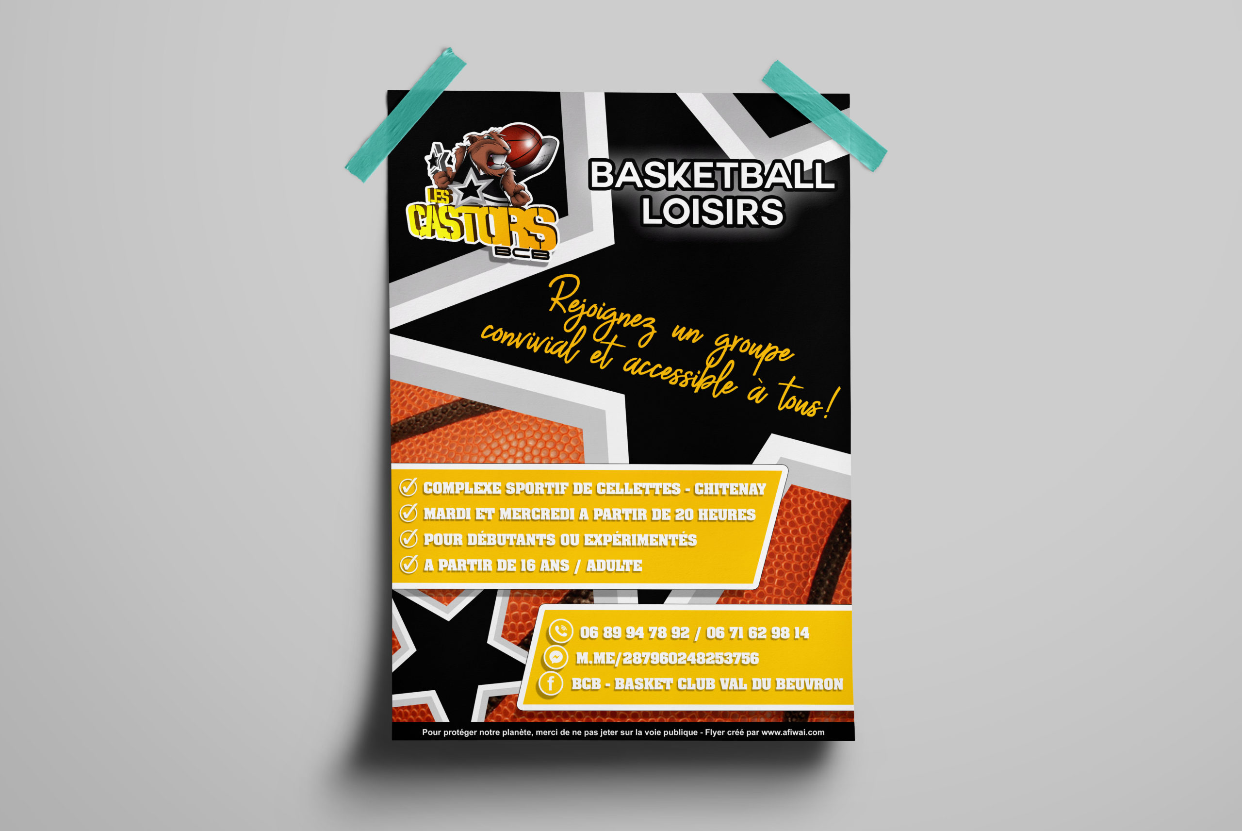 BCB Basket Club Val du Beuvron - AFIWAI DESIGN, Création de site internet, Graphisme, Vidéo à Blois